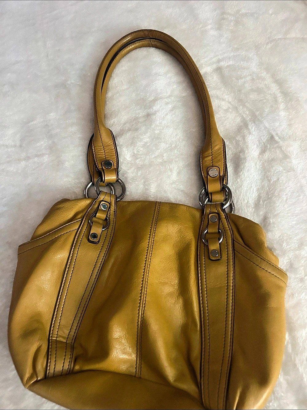 Tignanello Leather Tote in Yellow & Brown